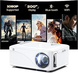 Mini Projector, Nasin Portable Projector with WiFi, Bluetooth, 1080P, 200" | Native 720P, 3.5" BOE LCD; 170 ANSI; WiFi/BT; HDMI/USB/Type-C/Audio Out; 23.5 oz