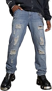 MZNBURAM Mens Denim Jeans Non Stretch Regular Fit Straight Leg Denim Trousers