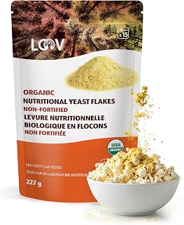 LOOV Organic Nutritional Yeast, 8 oz (227 g), Non-Fortified Nutritional Yeast Flakes, Vegan, Gluten Free, Non-GMO, Natural B-Vitamins, No Added Salt or Sugar