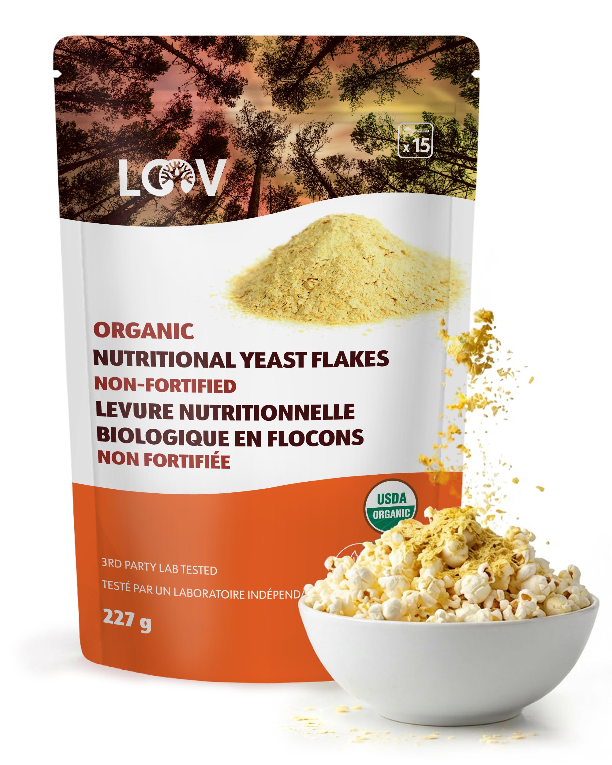 LOOV Organic Nutritional Yeast, 8 oz (227 g), Non-Fortified Nutritional Yeast Fl
