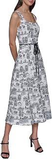 KARL LAGERFELD Womens Sleeveless Scoop Neck Rope Belt A-line Maxi DressDress