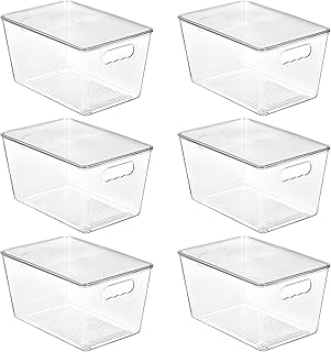 Vtopmart 6 Pack Clear Stackable Storage Bins with Lids and Handles, Large | BPA-free Plastic, Organize Vertically, For Pantry Kitchen Fridge Cabinet Closet Bathroom, Built to Last, Easy to Move