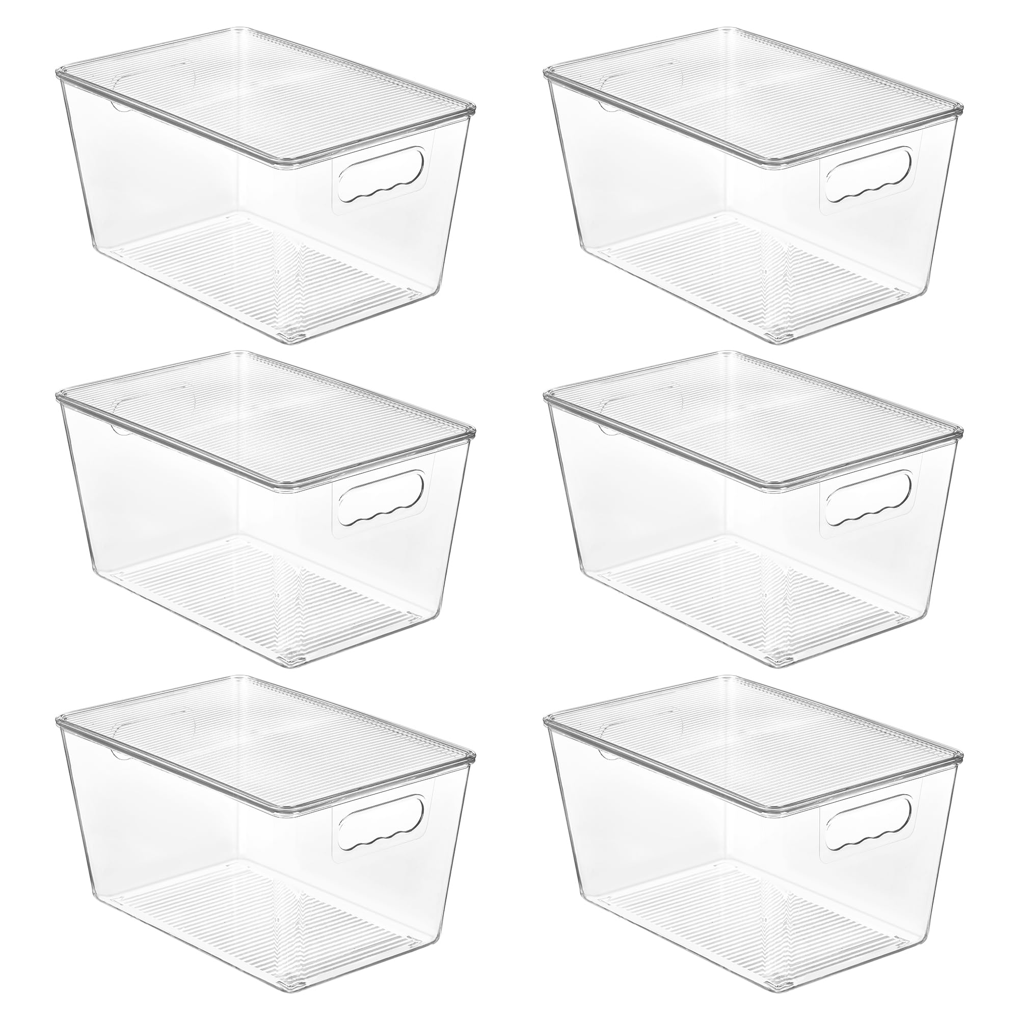 Vtopmart 6 Pack Clear Stackable Storage Bins with Lids and Handles, Large | BPA-