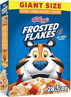 Kellogg's Frosted Flakes Original Giant Size Breakfast Cereal 28.5 oz | Fat Free, Family Breakfast