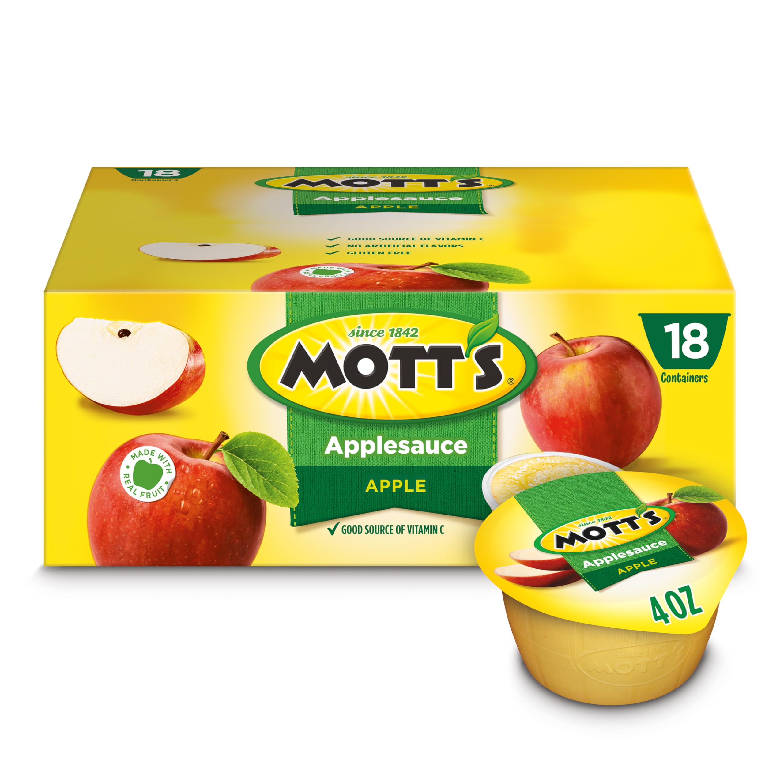 Mott's Applesauce, 4 Oz Cups, 18 Count
