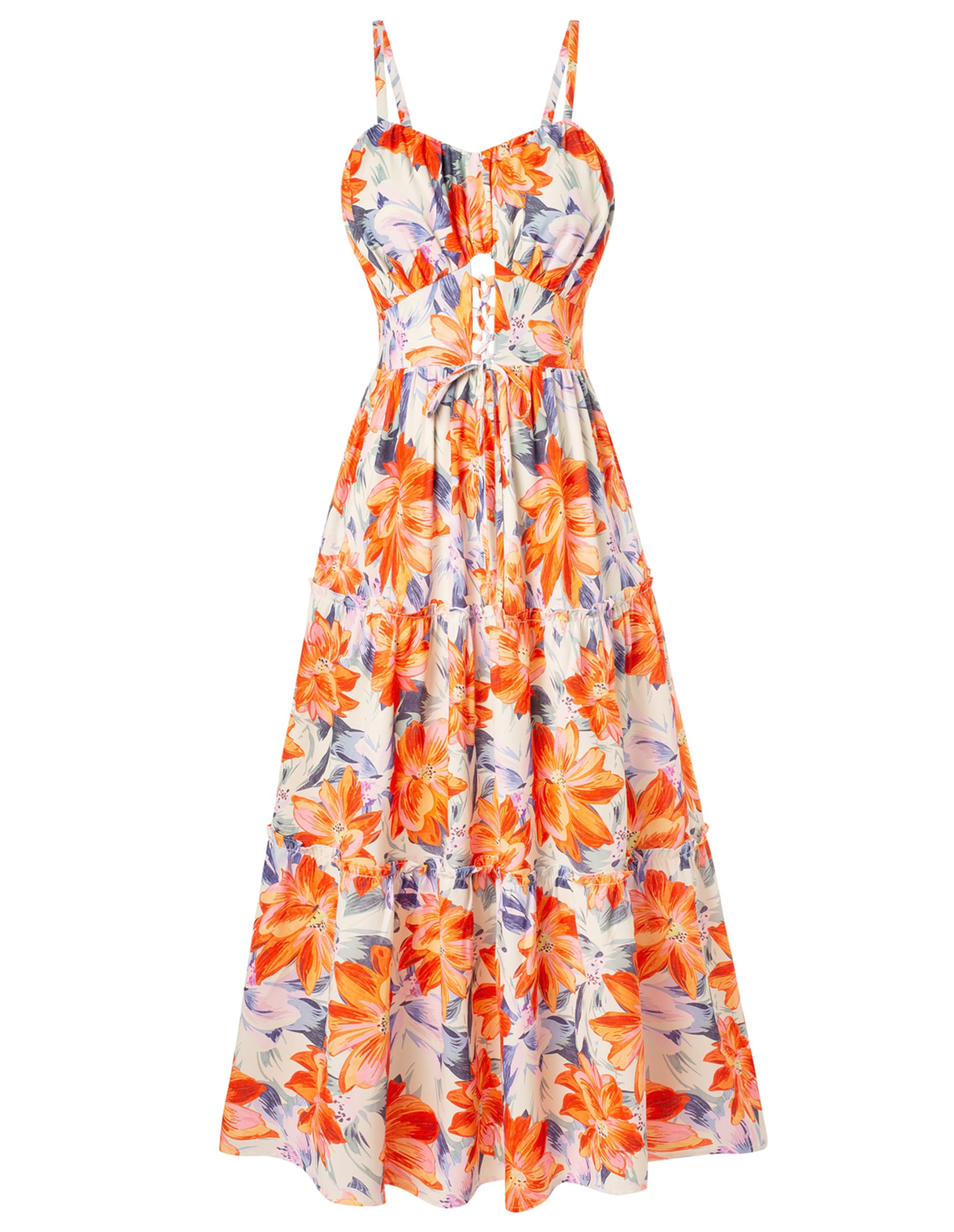 GRACE KARIN 2025 Women Summer Dress Thin Spaghetti Straps Smocked Tiered Casual 