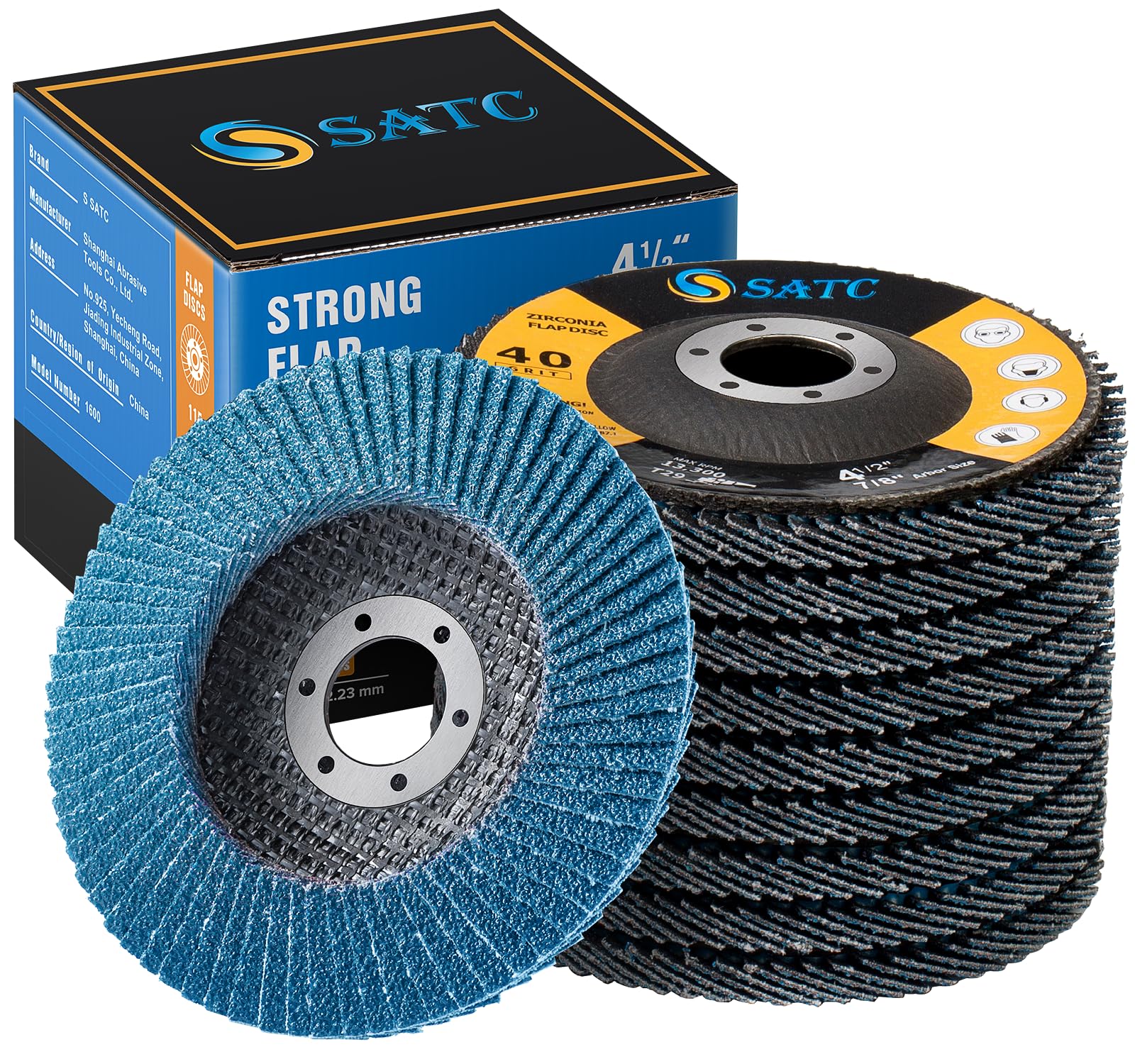 SATC Flap Discs 40 Grit 115mm Zirconia 10 Pack Grinding Discs Type 29 Sanding Di