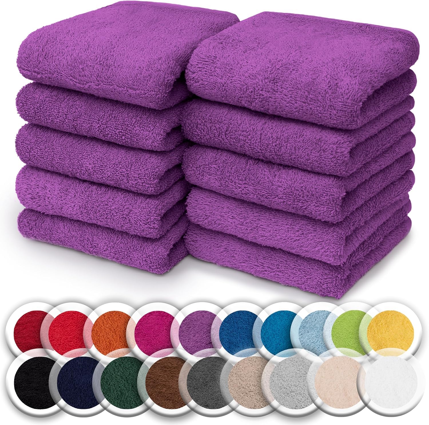 NatureMark Pack of 10 Washcloths - Soft, Absorbent and Durable, Ideal for Bath a