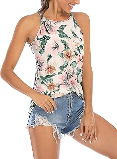 LouKeith Womens Tank Tops Casual Flowy Printed Vest Shirts Sleeveless Cotton Soft Summer Tees Blouses