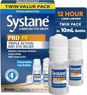 Systane PRO PF Lubricating Eye Drops for Dry Eyes, 0.34 Fl Oz, 2 Pack | Preservative Free with Hyaluronate, Triple-Action Formula to Hydrate, Restore & Protect, Multi-Dose Bottle