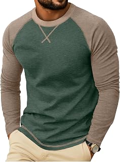 Askdeer Mens Cotton T-Shirt Short Long Sleeve Casual Shirts Crewneck Lightweight Soft Stylish T-Shirts