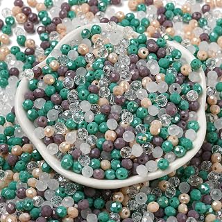 About 820pcs/60g 4mm Faceted Crystal Rondelle Beads, Assorted Crystal Glass Beads for Loose Spacer Beads for DIY Crafts, Bracelets, Necklaces, Earrings and