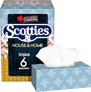 Scotties Original Everyday Care Facial Tissue, Hypoallergenic and Dermatologist Tested, 6 Boxes, 126 Tissues per Box