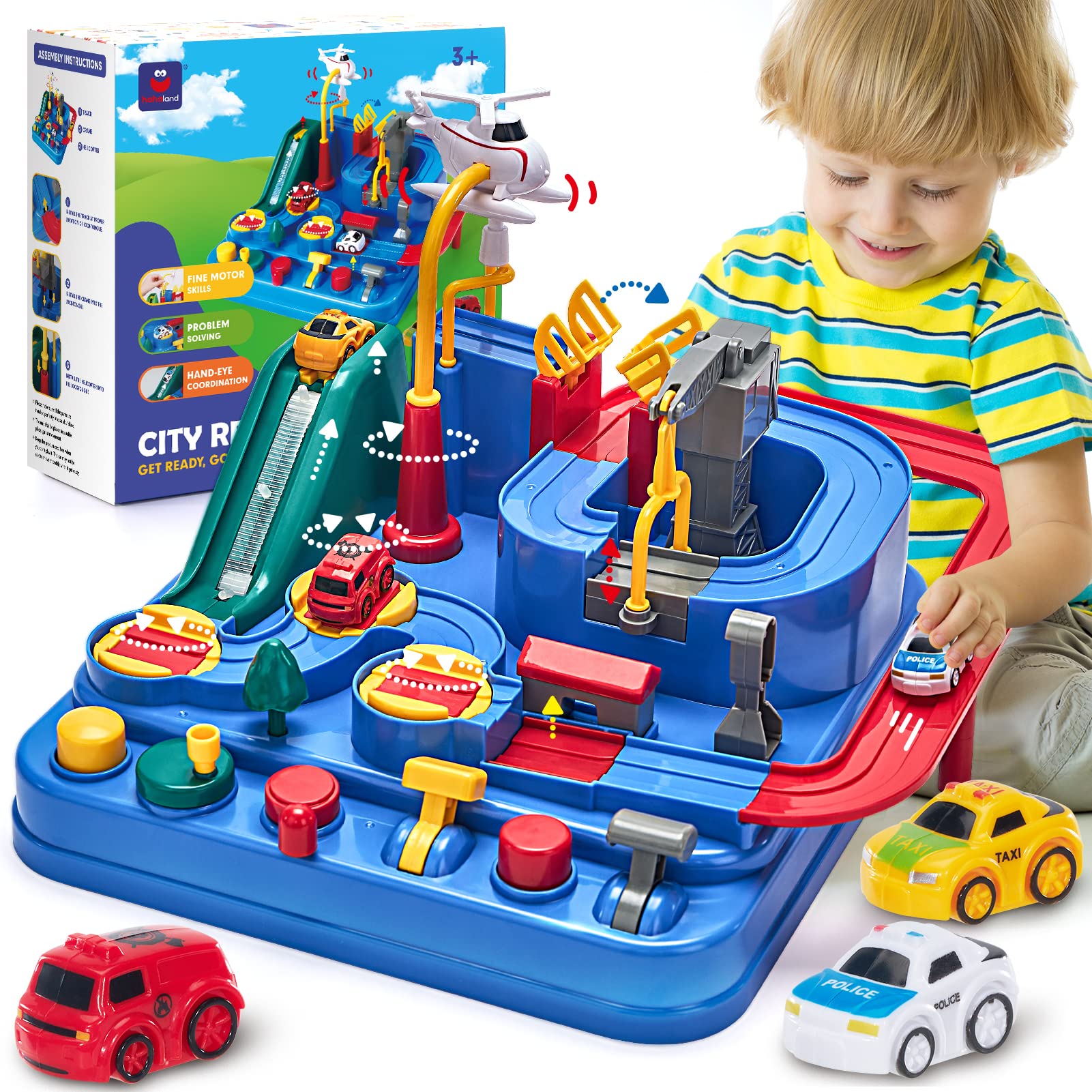 hahaland Kids Toys for 3 Year Old Boys Car Race Track Boys Toys Age 3 4 | Advent