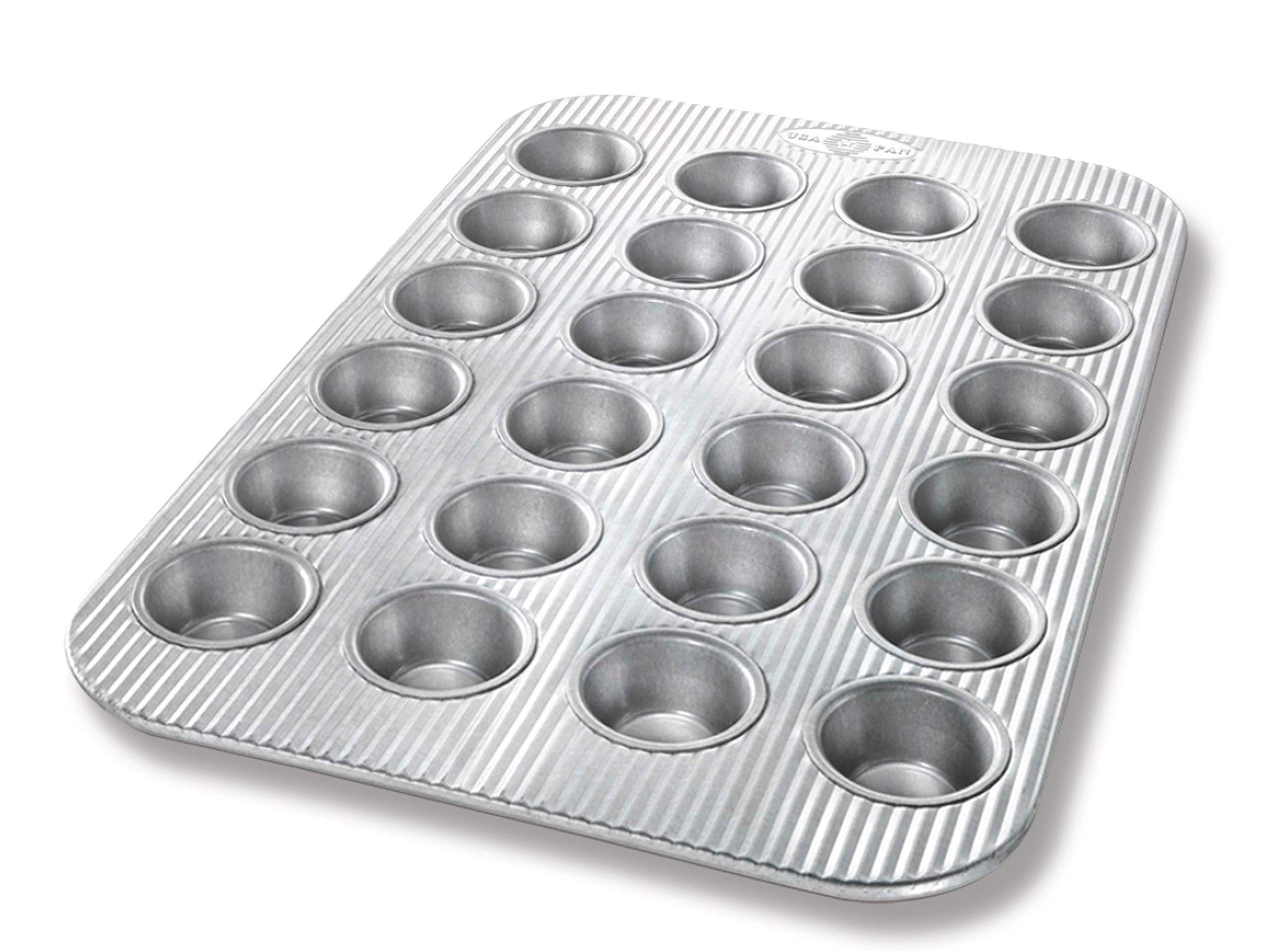 USA Pan Bakeware Mini Cupcake and Muffin Pan, Nonstick Quick Release Coating, 24