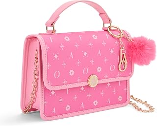 FAO Schwarz Chelsea Flap Bag, Designer-Inspired Kids Crossbody Purse | Gold Chain Crossbody Strap, Keychain Charm, Pretend Play Handbag, Roleplay Fashion Accessory, Mini Purse, Girls Gift, Ages 3+