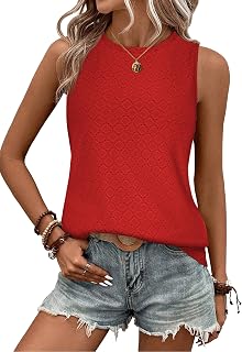 Zeagoo Women's Sleeveless Tank Tops with Eyelets Turtleneck Cute Summer Loose Fit S-XXL