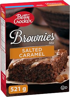 BETTY CROCKER Salted Caramel Chocolate Fudge Brownies Mix, 521 Grams Package of Brownie Mix, Includes Salted Caramel Pouch in Box, Tastes Like Homemade, Easy To Bake