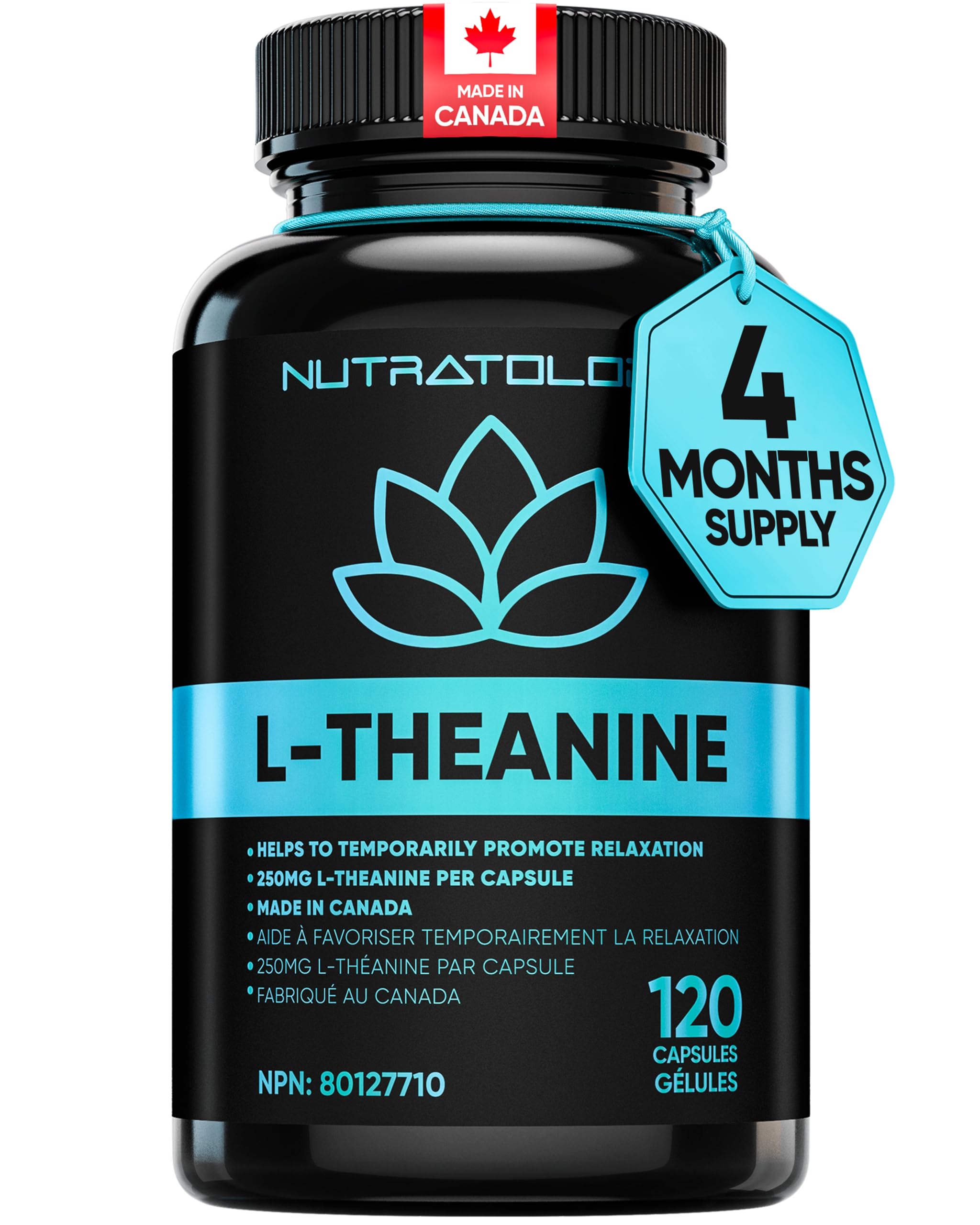 Nutratology® L-Theanine 250MG Capsules | Stress Management | 120 Capsules | For 