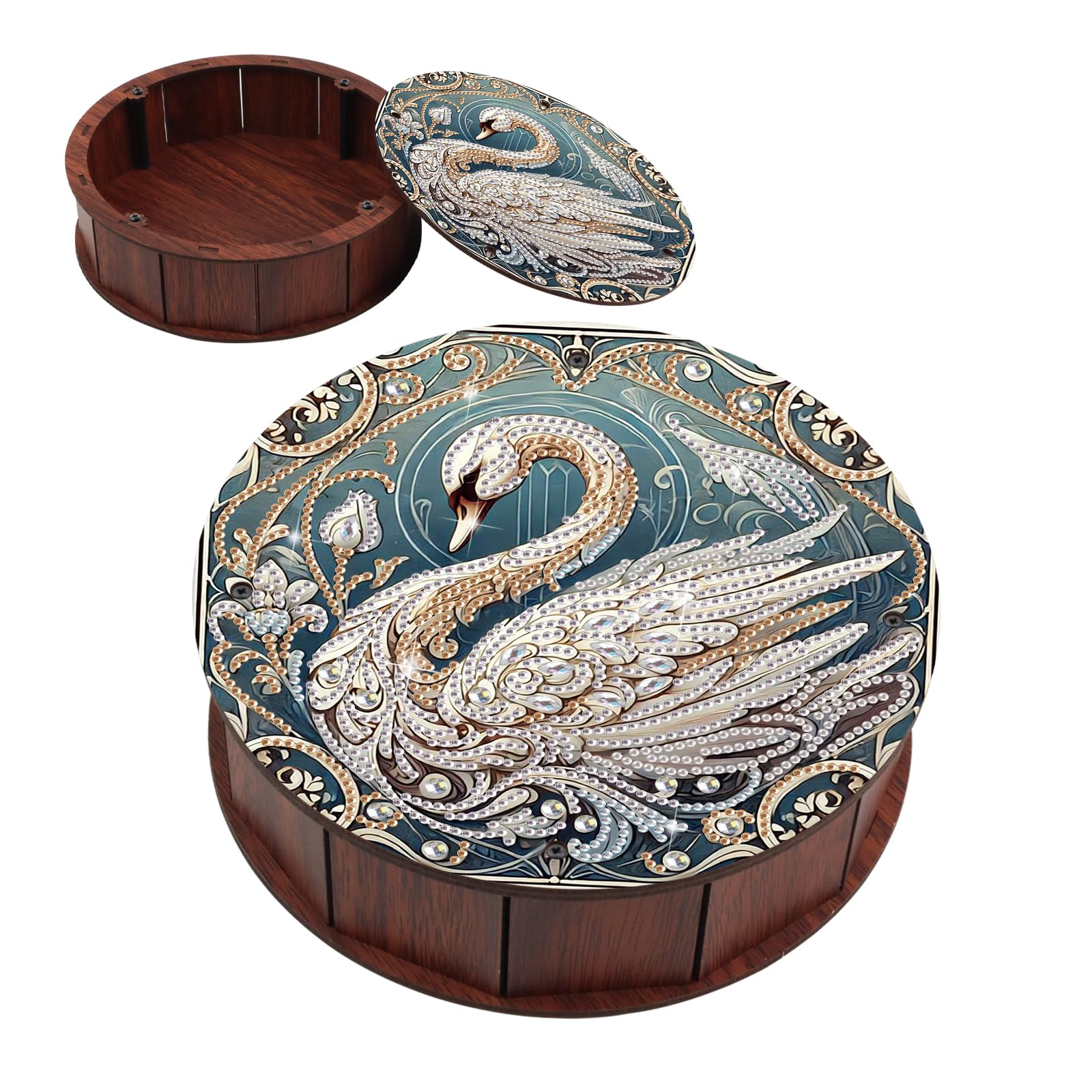 Diamond Painting Storage Box, Swan DIY 5D Special Shape Diamond Art Organizer, R