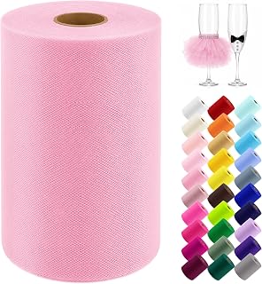 Pink Tulle Fabric Roll 6 Inch x 100 Yards Tulle Ribbon | Sheer Mesh Roll for Christmas Decorations, Gift Wrapping, Tutus, Weddings, DIY Crafts & Baby Showers