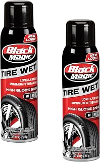 Black Magic 120270 Tire Wet Spray, Weather &amp; Rinse-Resistant Formula that leaves Tires looking Wet, Black &amp; Glossy in One Spray, 14.5 Fl. Oz. (Pack of 2)