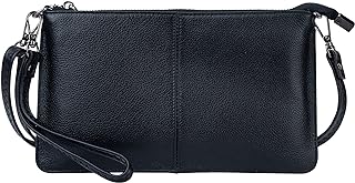 Bveyzi Genuine Leather Wristlet Purses for Women, Envelope Clutch Wallet Small Crossbody Bags for Dressy Evening