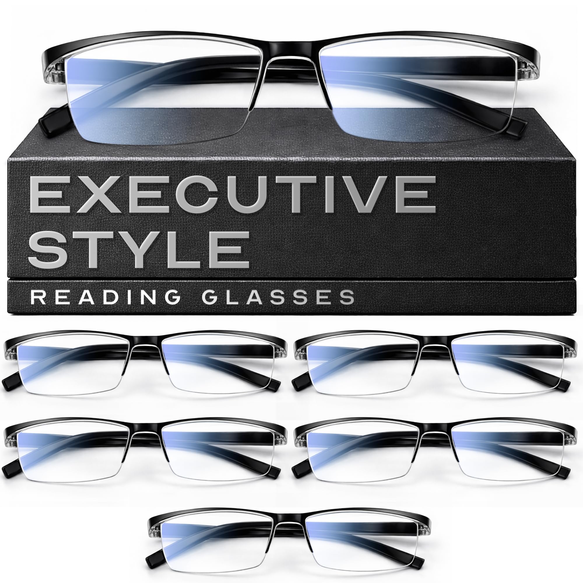Gaoye Executive Style Reading Glasses Men - Durable Readers with Blue Light Filt