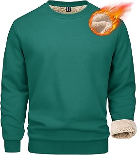 MAGCOMSEN Felpe da uomo foderate in pile Sherpa pullover basic top caldo girocollo felpa invernale