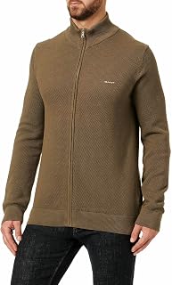 GANT Cotton Pique Zip Cardigan Suter Pulver Hombre