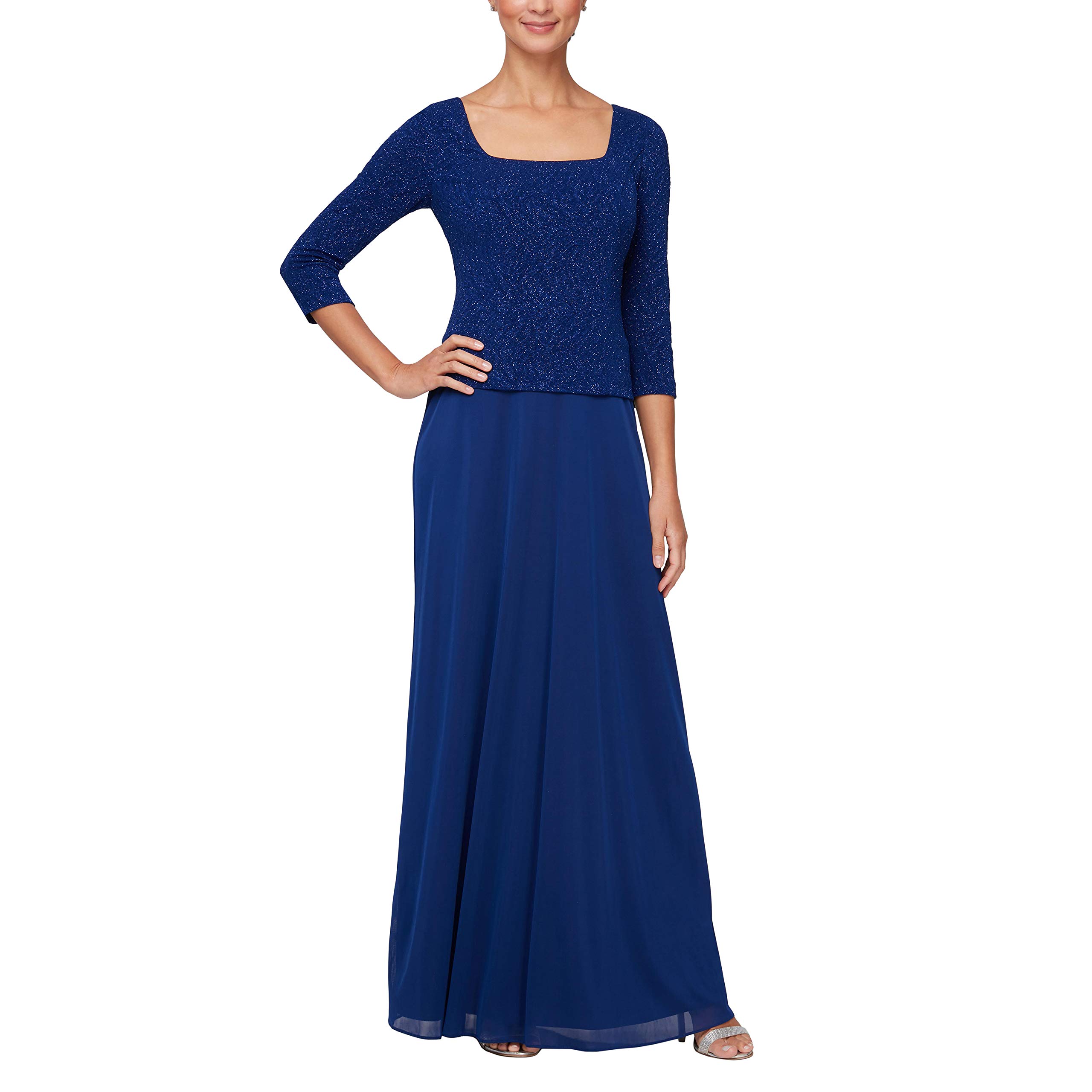 Alex Tea Length Sequin Mock Dress (Petite And Regular) Women's Special Occasion 