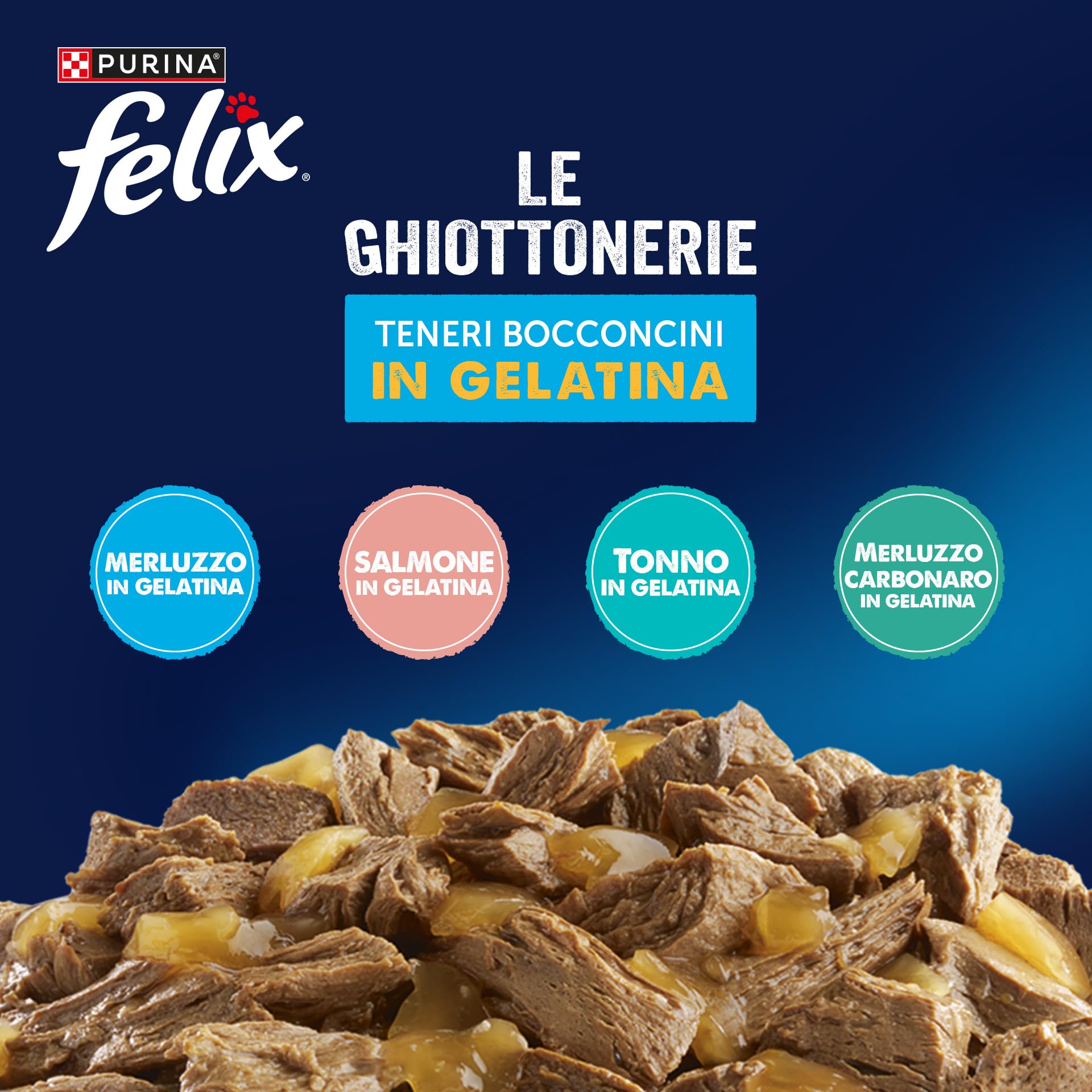 FELIX Le Ghiottonerie Wet Food for Adult Cats, 80 x 3 oz Sachets, Fish | Gelatin