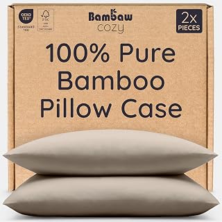 Bambaw Bamboo Pillowcase 50x75 cm, 2 Pack, Cooling Pillowcases for Night Sweats, 100% Bamboo Pillow Cases 2 Pack with Envelope Closure, Antibacterial & Hypoallergenic Cold Pillow Case 50x75 cm (Taupe)
