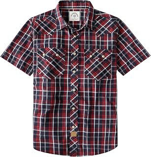 Dubinik® Pearl Snap Western Shirt for Men Short Sleeve 2 Sawtooth Pocket