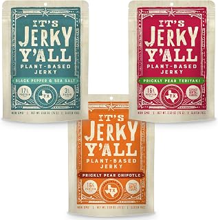 It's Jerky Ya'll - Variety Pack Plant-Based Protein Jerky, 3-Pack | 16g Protein, 8g Fiber, Vegan - The Smarter Jerky with a Variety of Bold Texas Flavors, Real Chew, Non-GMO, Gluten Free