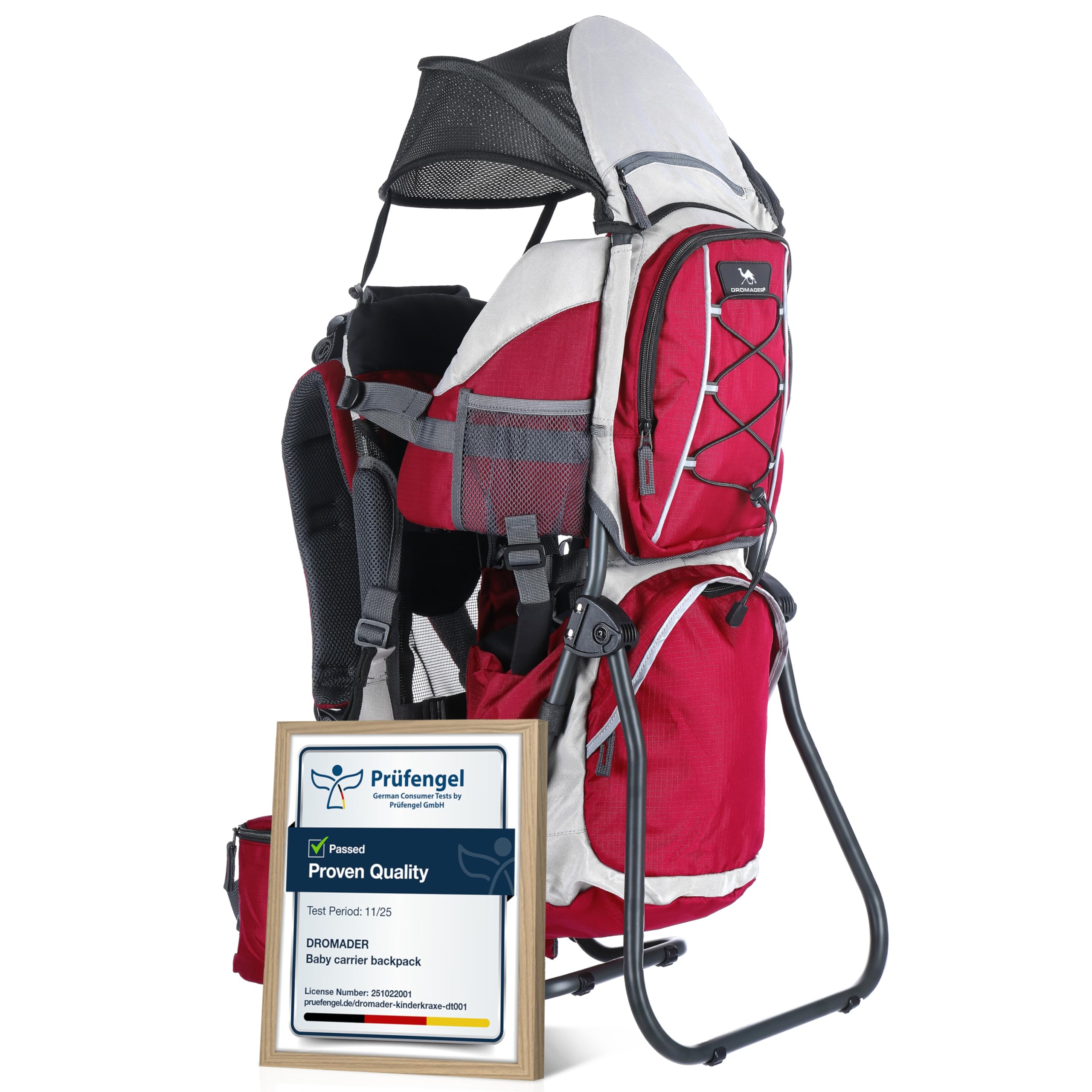 DROMADER Baby Carrier Backpack | Toddler Hiking Carrier with Sun Canopy | Alumin