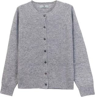 Women's 100% Merino Wool Crew Neck Cardigan Lightweight Sweaters
