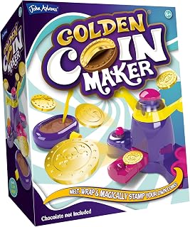 John Adams Golden Coin Maker | Melt, Wrap & Stamp Your Own Golden Chocolate Coins | 12 Stamp Choices | Food Craft Treats | Age 6+ | Kids Gift Idea For Birthday & Christmas | Chocolate Not Included