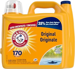 ARM & HAMMER Liquid Laundry Detergent, Clean Fresh, 170 Loads, 5.03 L | Super concentrated detergent with odor elimination and long-lasting freshness; Clean Fresh scent