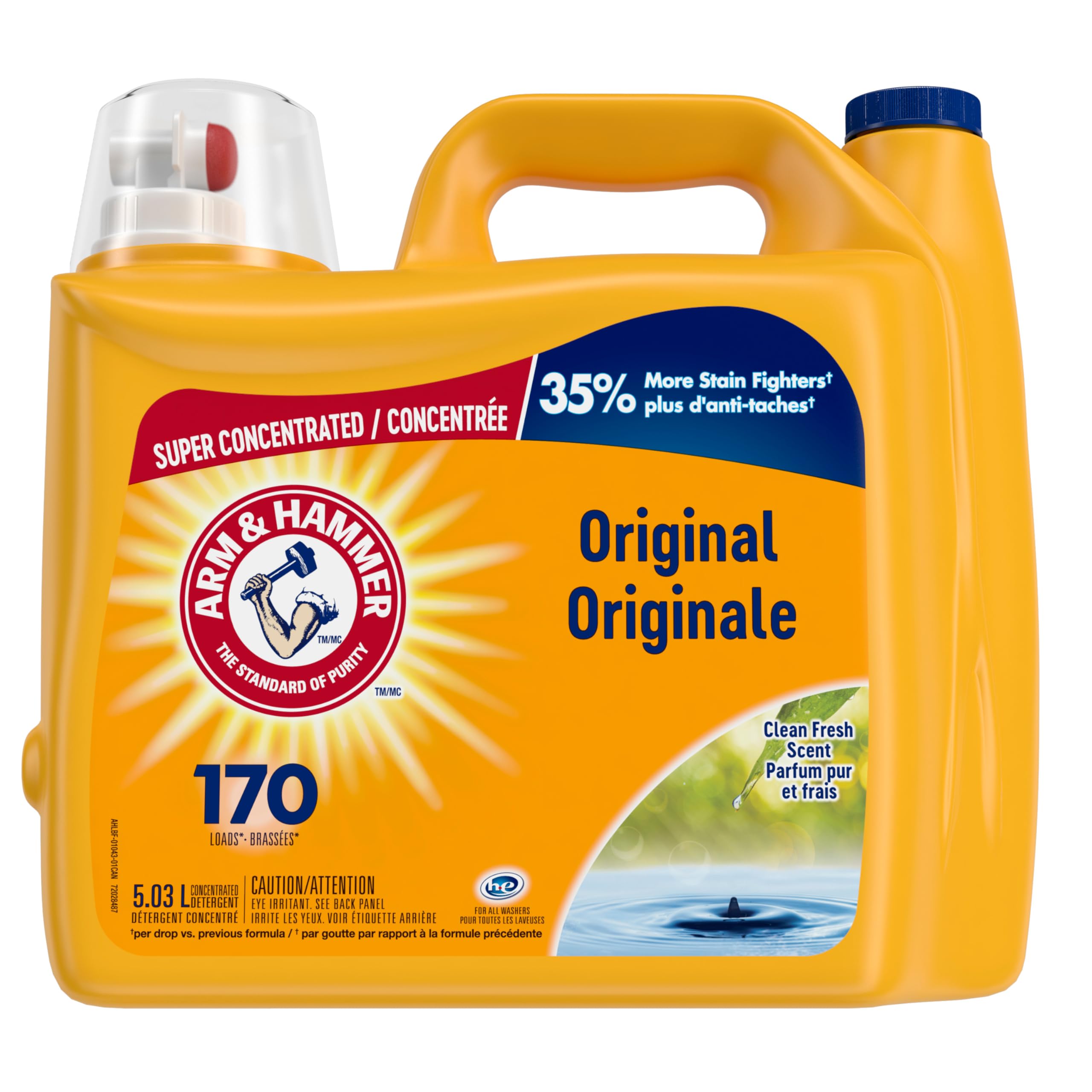 ARM & HAMMER Liquid Laundry Detergent, Clean Fresh, 170 Loads, 5.03 L | Super co