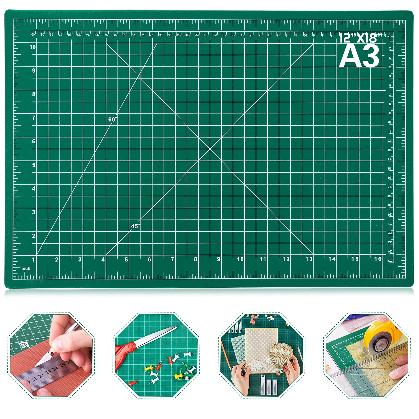 anezus Self Healing Sewing Mat, 12inch x 18inch Rotary Cutting Mat Double Sided 