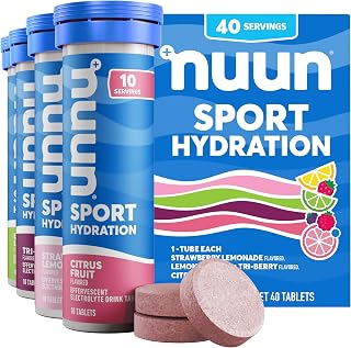 Nuun Sport Electrolyte Tablets Mixed Flavor, GF & Vegan, 4 Pack | 40 Servings with Magnesium, Calcium, Potassium, Chloride & Sodium, Gluten Free & Vegan