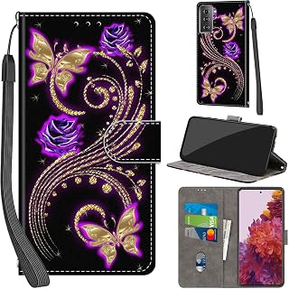 Cases for Samsung Galaxy S21 Flip PU Protective Case with Card Slots Magnetic Closure Stand Function Case for Samsung S21, Golden Butterfly