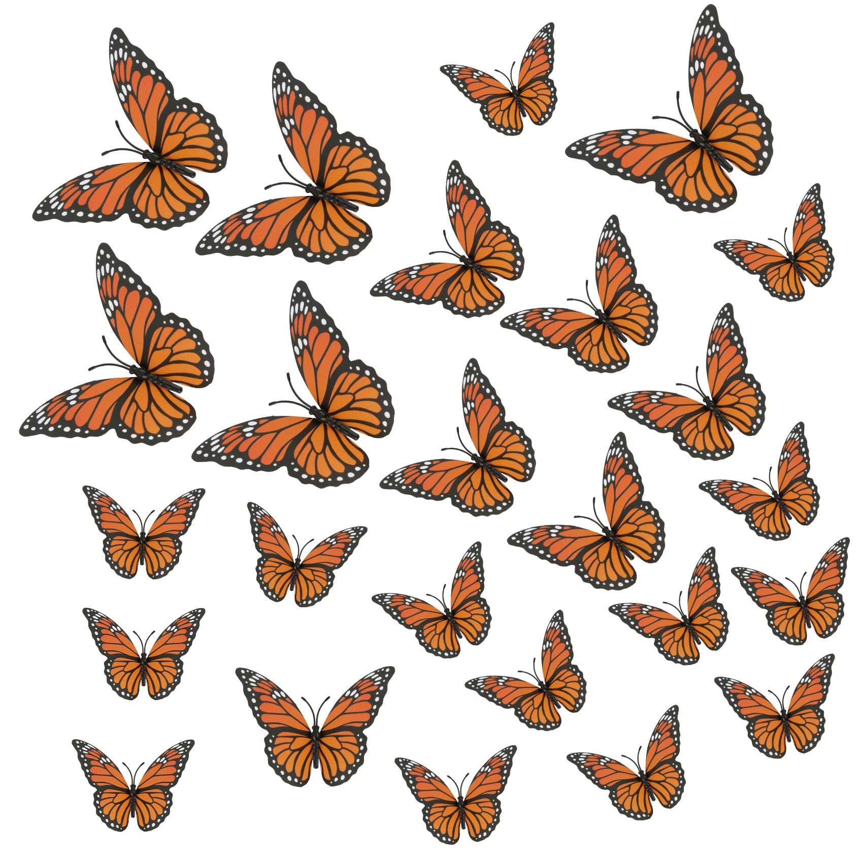 3D Monarch Butterfly Decorations Halloween Butterfly Wall Decor | 3 Size 36Pcs A