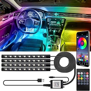 BFXM Car Interior Lights, LED Lights Strip with USB Adapter Car Accessories | LED Lights for Car, Car Ambient Lighting, App &amp; Remote Control Music Sync Color Change Lights for Truck Car Decor
