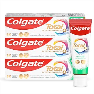 Colgate Total Advanced Deep Clean Toothpaste 75ml x 3 | Active Prevention with Scrubbing Microparticles, 24h Antibacterial Protection³