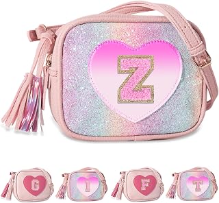 Birthday Gifts for 2 3 4 5 6 7 8 9 10 Year Old Girl,Cute Little Girl Purse Toddler Purse for Kids Wallet,Small Initial Shoulder Crossbody Bag,Personalized Christmas Gift for Daughter Baby(Rainbow,Z)