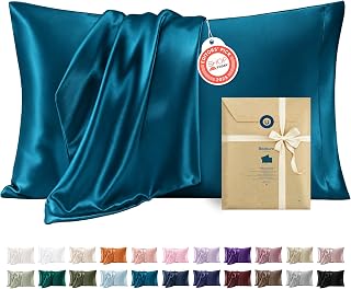 Bedsure Satin Pillow Cases Standard - Similar to Silk Pillowcase Teal Blue