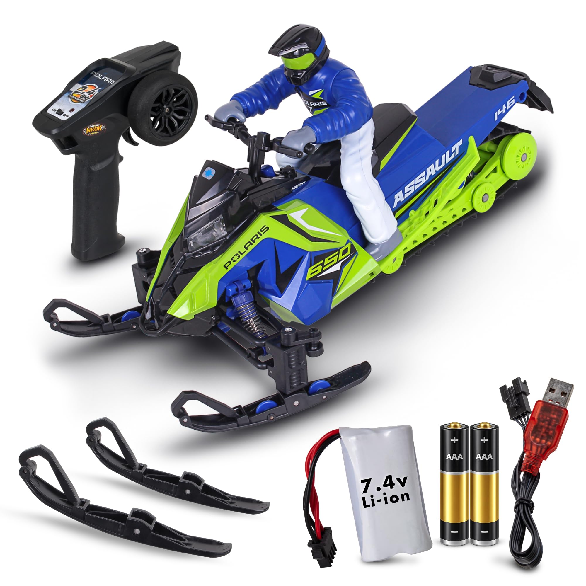NKOK Polaris® Switchback Assault RC Snowmobile (RTR) - 2.4GHz, 7.4V Rechargeable