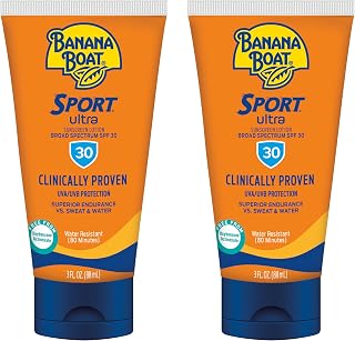 Banana Boat Sport SPF 30 Sunscreen Lotion, 3 Fl Oz (2 Pack) | Travel size sunscreen, Sweat and water resistant sunblock lotion, UVA/UVB broad spectrum protection, Outdoor use
